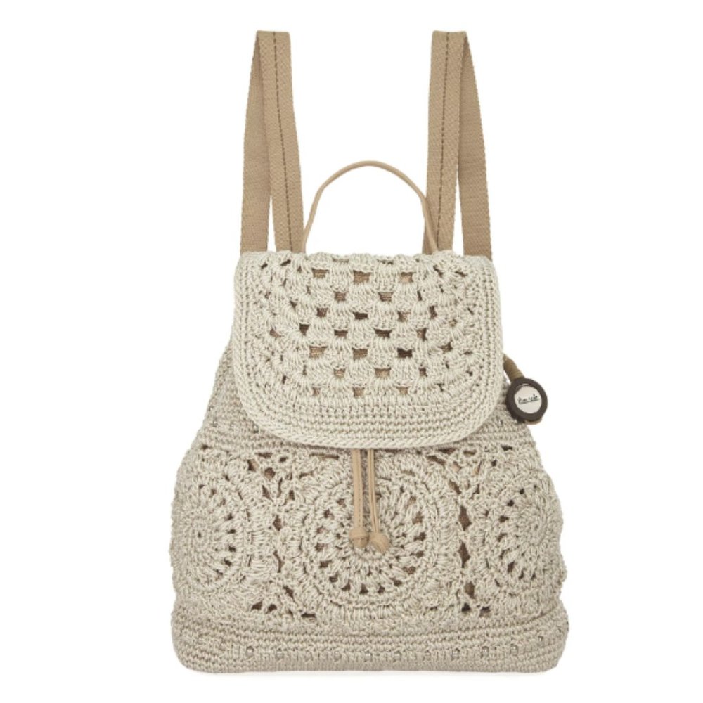 The Sak Sayulita Ivory Crochet Backpack Purse